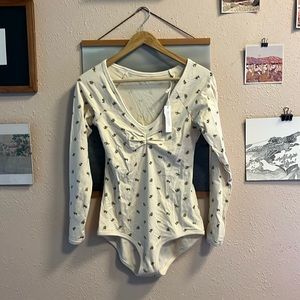 ARQ brand-new cotton long-sleeve Paloma bodysuit leotard, L